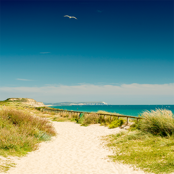 Hengistbury Head looking out into the sea