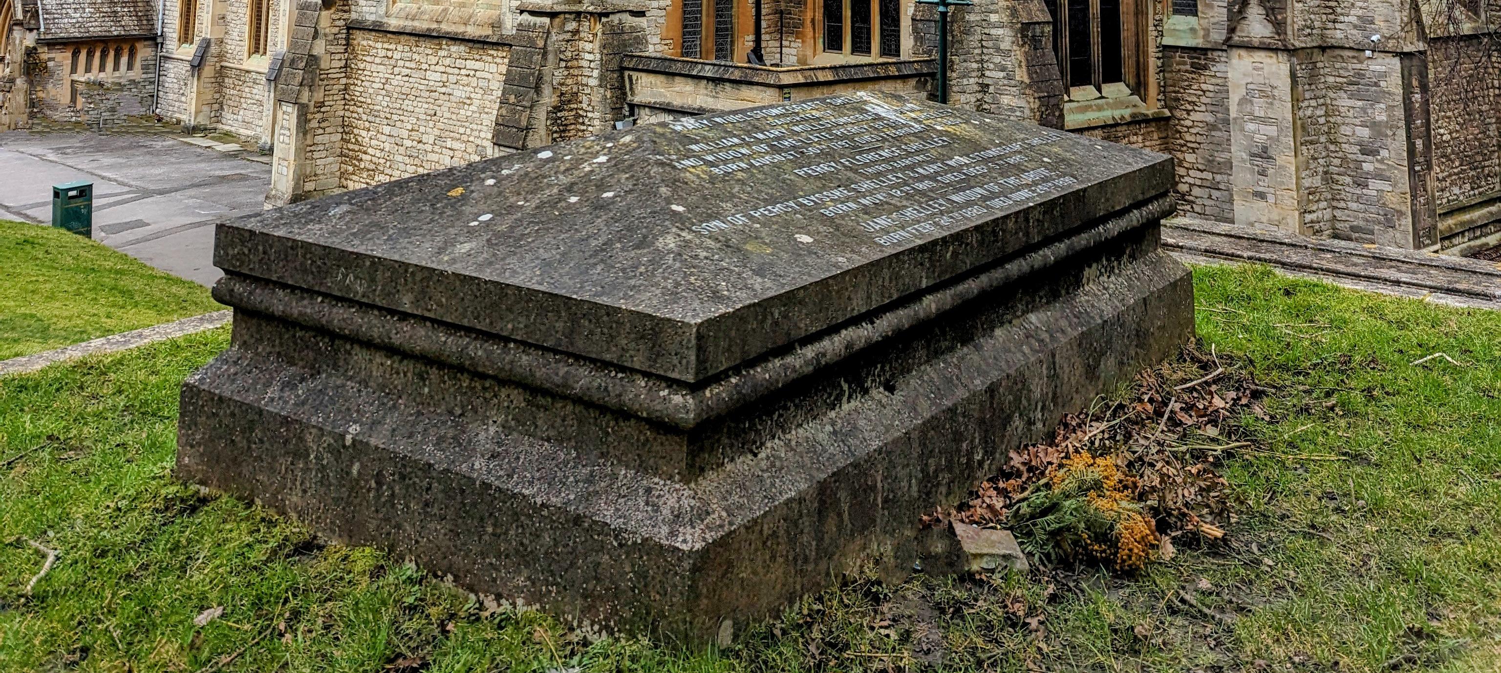 Mary Shelley's gravestone in front of St. Peter's Church
